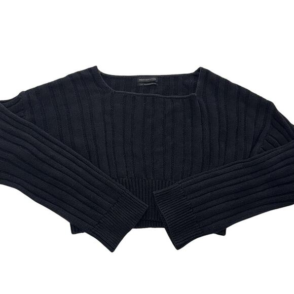 Urban Outfitters Sweater Womens Small Black Ribbed Cropped Long Sleeve Pullover - Picture 1 of 7
